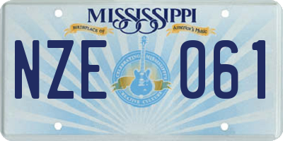MS license plate NZE061