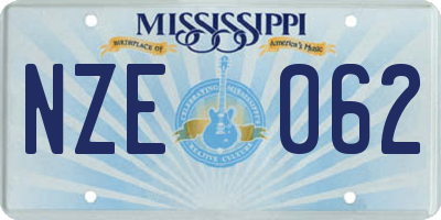 MS license plate NZE062