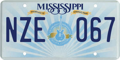 MS license plate NZE067