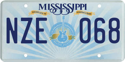 MS license plate NZE068