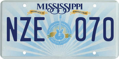 MS license plate NZE070
