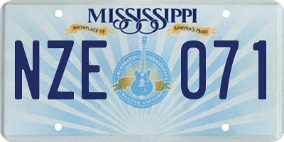 MS license plate NZE071