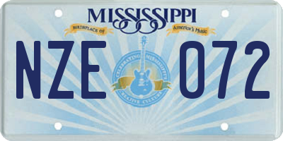 MS license plate NZE072