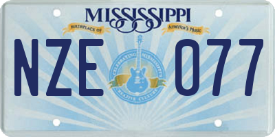 MS license plate NZE077