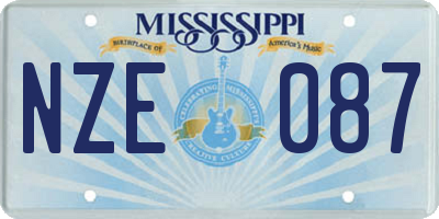 MS license plate NZE087