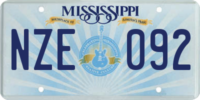 MS license plate NZE092