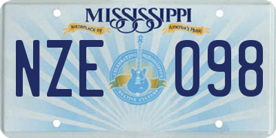 MS license plate NZE098