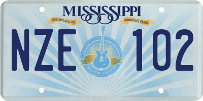MS license plate NZE102