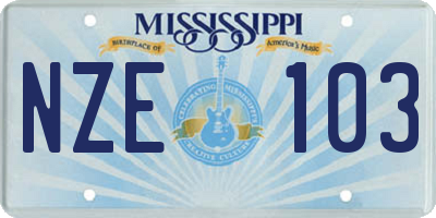 MS license plate NZE103