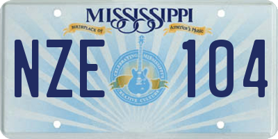 MS license plate NZE104