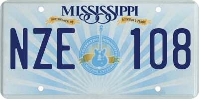 MS license plate NZE108