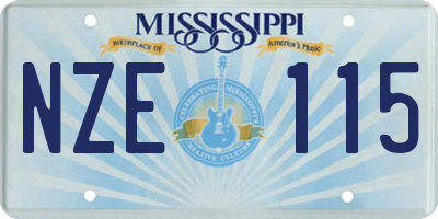 MS license plate NZE115