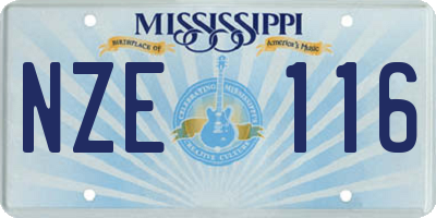 MS license plate NZE116