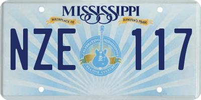 MS license plate NZE117