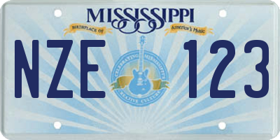 MS license plate NZE123