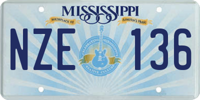 MS license plate NZE136