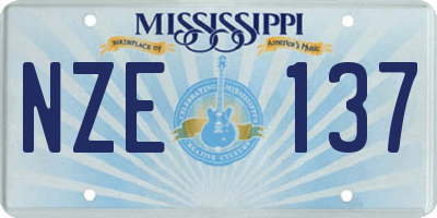 MS license plate NZE137