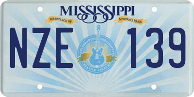 MS license plate NZE139