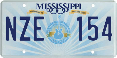 MS license plate NZE154