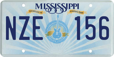 MS license plate NZE156