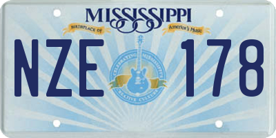MS license plate NZE178