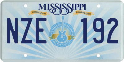 MS license plate NZE192
