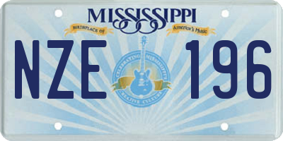 MS license plate NZE196