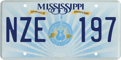 MS license plate NZE197