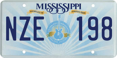 MS license plate NZE198
