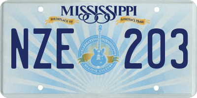 MS license plate NZE203