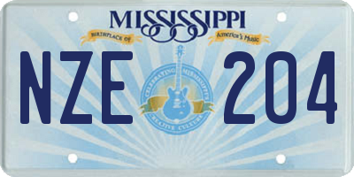 MS license plate NZE204