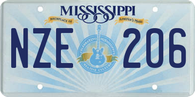 MS license plate NZE206