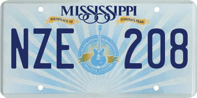 MS license plate NZE208