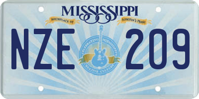 MS license plate NZE209
