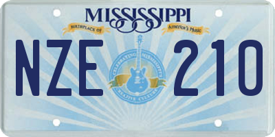 MS license plate NZE210
