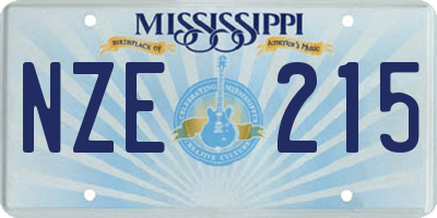 MS license plate NZE215