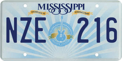 MS license plate NZE216