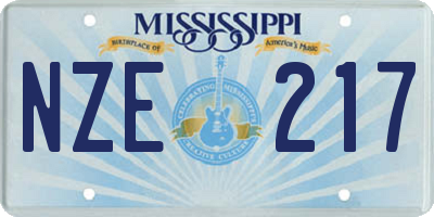 MS license plate NZE217