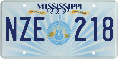 MS license plate NZE218