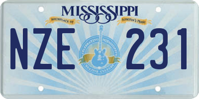 MS license plate NZE231