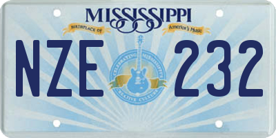 MS license plate NZE232