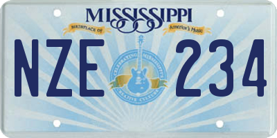 MS license plate NZE234