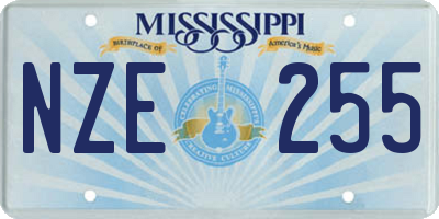 MS license plate NZE255