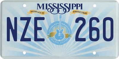 MS license plate NZE260