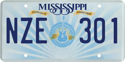 MS license plate NZE301