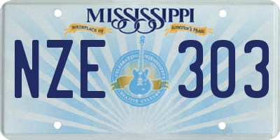 MS license plate NZE303