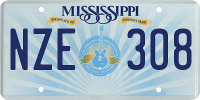 MS license plate NZE308