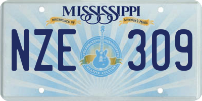 MS license plate NZE309