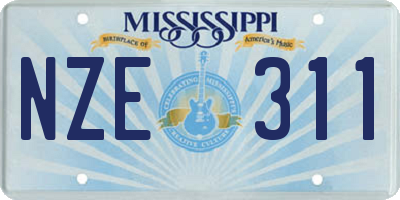 MS license plate NZE311