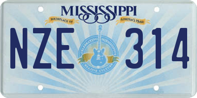 MS license plate NZE314